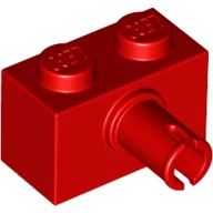 Brick Special 1 x 2 with Pin - Bottom Stud Holder / Red