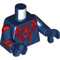 Lego Torso, Dark Red Spider, Yellow Circuitry, Blue Muscles, Dots, Dark Red Webbings on Arms print, Dark Blue Arms and Hands / Dark Blue