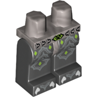 Lego Hips and Black Legs with Silver Scaled Armor, Lime Diamonds and White Claws Print / Flat Silver