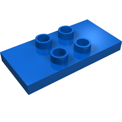 Lego Duplo Plate 2 x 4 x 1/3 with 4 Center Studs [Thin] / Blue
