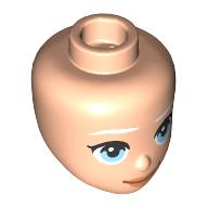 Lego Minidoll Head White Eyebrows, Bright Light Blue Eyes, Peach Lips / Light Nougat