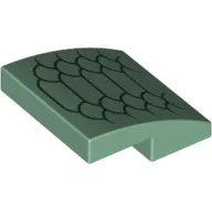 Brick Curved 2 x 2 x 2/3 with Dark Green Scale sprint / Sand Green