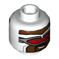 Lego Minifig Head Captain America (Falcon), Silver Goggles with Red Visor, Beard print / White