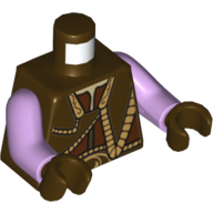 Lego Torso Vest with Gold Trim Front and Back Print, Lavender Arms, Dark Brown Hands / Dark Brown