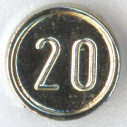 Money / Coin with "20" Sans-serif Type
