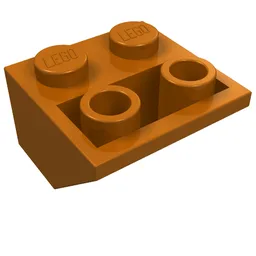 Brick Sloped Inverted 45° 2 x 2 [Ovoid Bottom Pin, Bar-sized Stud Holes] / Dark Orange