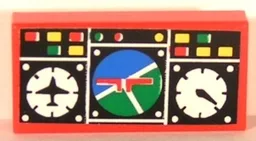 Tile 1 x 2 with Avionics Blue and Green Pattern (Sticker) - Sets 8429 / 8812