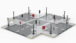 Strasse Kreuzung mit gehweg & parkplatz / Street intersection with sidewalk and parking lot