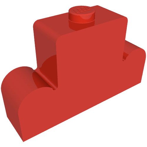Lego Brick Curved 1 x 4 x 2 Centre Stud Top / Red