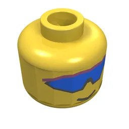 Minifig Head, Blue Wrap-Around Sunglasses Print [Blocked Open Stud] / Yellow
