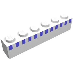 Brick 1 x 6 with Ferry Squares Light Blue in 1 Line At Top Print (Set 1554) / White