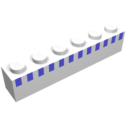 Lego Brick 1 x 6 with Ferry Squares Light Blue in 1 Line At Top Print (Set 1554) / White