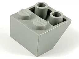 Brick Sloped Inverted 45° 2 x 2 [Ovoid Bottom Pin, Bar-sized Stud Holes] / Light Gray