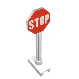 Road Sign Octagon with Stop Sign Print / White