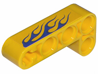 Lego Technic, Liftarm, Modified Bent Thick L-Shape 2 x 4 with Blue Flames Pattern Model Right Side (Sticker) - Set 8651