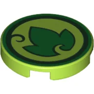 Tile Round 2 x 2 with Earth Power Icon Print / Lime
