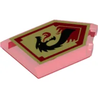 Tile Special 2 x 3 Pentagonal with Nexo Power Shield Print - Lava Dragon / Trans-Red