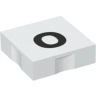 Duplo Tile 2 x 2 with Lowercase 'o' Print / White