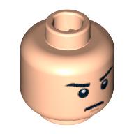 Lego Minifig Head, Eyebrows, Orange Chin Dimple Print / Light Nougat