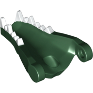Lego Creature Body Part, Dragon Head Lower Jaw with White Teeth Print / Dark Green