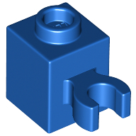 Lego Brick Special 1 x 1 with Clip Vertical [Open O Clip, Hollow Stud] / Blue