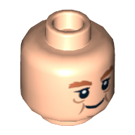 Lego Minifig Head Bombur the Dwarf, Cheek Lines Happy / Surprised Print / Light Nougat
