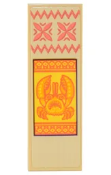 Tile 2 x 6 with Banner with Coral Geometric Flowers and Zigzags, and Orange Crab Monster Tamatoa on Yellow Background Pattern (Sticker) - Set 43205