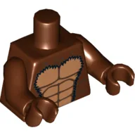 Torso Bare Chest with Muscles Outline and Black Hair Print, Reddish Brown Arms and Hands / Reddish Brown