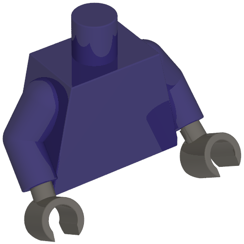 Lego Torso, Dark Purple Arms, Dark Bluish Gray Hands [Plain] / Dark Purple