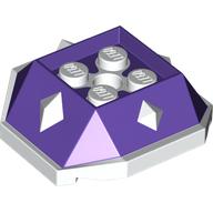 Lego Brick Wedged, Sloped 4 x 4 with Diamond Spikes with White Underside Pattern / Dark Purple