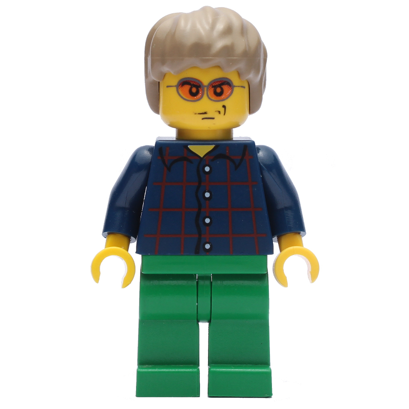 Lego Dark Blue Torso, Green Legs, Dark Tan Hair