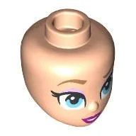 Minidoll Head, Nougat Eyebrows, Bright Light Blue Eyes, Bright Pink Eyeshadow, Dark Purple Lips / Light Nougat
