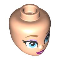 Lego Minidoll Head, Nougat Eyebrows, Bright Light Blue Eyes, Bright Pink Eyeshadow, Dark Purple Lips / Light Nougat