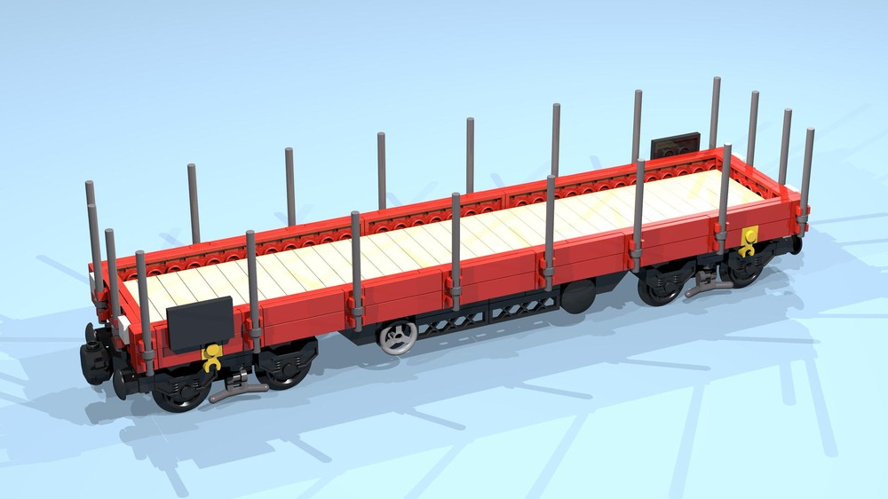 Lego 8-Wheel Stake Wagon (SNOT, red, 8 studs wide)