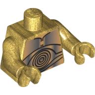 Lego Torso Metal Plates and Concentric Circles Print (C-3PO), Pearl Gold Arms and Hands / Pearl Gold