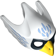 Lego Mask Bird (Eagle) with Yellow Beak, Medium Blue Feathers and Black Eye Circles Print / White