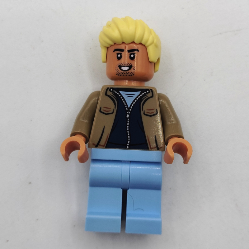Lego Soccer Fan, Dark Tan Jacket, Bright Light Yellow Hair