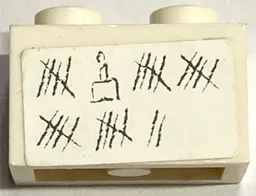 Brick 1 x 2 with Tally Marks and Cake with Candle Pattern (Sticker) - Set 6242