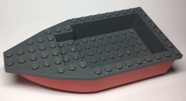 Lego Boat, Hull Unitary 16 x 8 with Dark Bluish Gray Top (28533 / 28535)