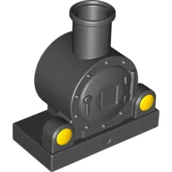 Duplo Train Steam Engine Front with Yellow Lights Print / Black