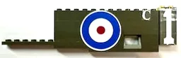Stickered Assembly 20 x 1 x 4 1/3 with Number 1, Letter C and White, Blue and Red Circles (British Roundel) Pattern Model Right Side (Stickers) - Set 3451
