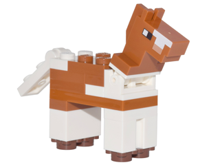 Lego Minecraft Horse, Dark Orange, White Spots on Nose - Brick Built