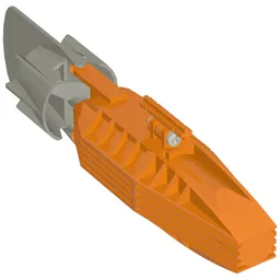 Motor, Boat Propeller and Rudder, 19 x 4 x 4, 2-Blade Propeller [Complete Assembly] / Orange
