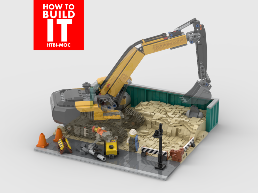 Lego Modular Construction area - Display for set 60420 Yellow Construction Excavator