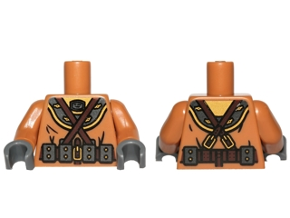 Lego Torso Diving Suit with Crossed Belts and Weight Belt Pattern / Medium Nougat Arms / Dark Bluish Gray Hands