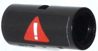 Lego Technic, Pin Connector Round 2L with Slot with White Exclamation Mark on Red Triangle Pattern (Sticker) - Set 70808