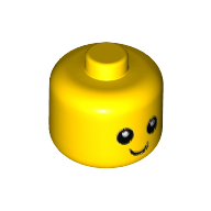 Lego Minifig Head Baby / Toddler without Neck with Eyes, White Pupils and Smile Print / Yellow