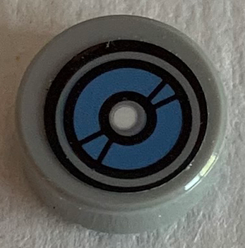 Lego Tile, Round 1 x 1 with Eye, Medium Blue Half Circles in Black Double Circles with White Center Pattern (Sticker) - Set 70616