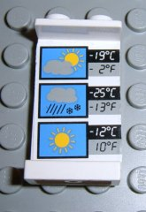 Lego Panel 1 x 2 x 3 - Hollow Studs with Weather Forecast Pattern on Inside (Sticker) - Set 6575