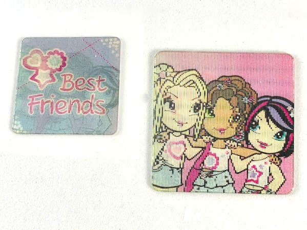 Lego Clikits Insert 4 x 4 Lenticular Pattern, 'Hearts', 'Star', and 'Daisy' / 'Best Friends' Print